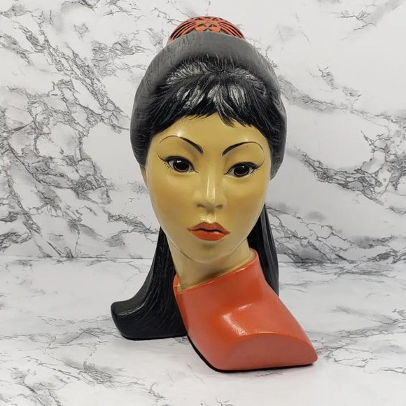 Hand Painted Asian Woman Statue Brower Vintage - Picture 3 of 12